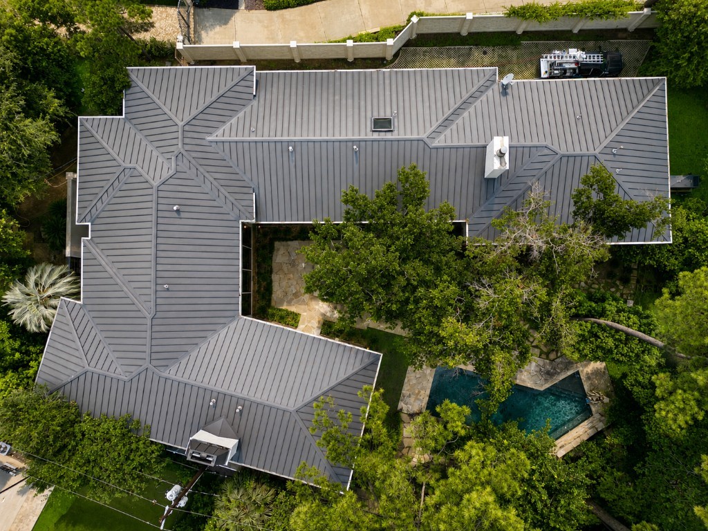 Clean standing seam metal roof